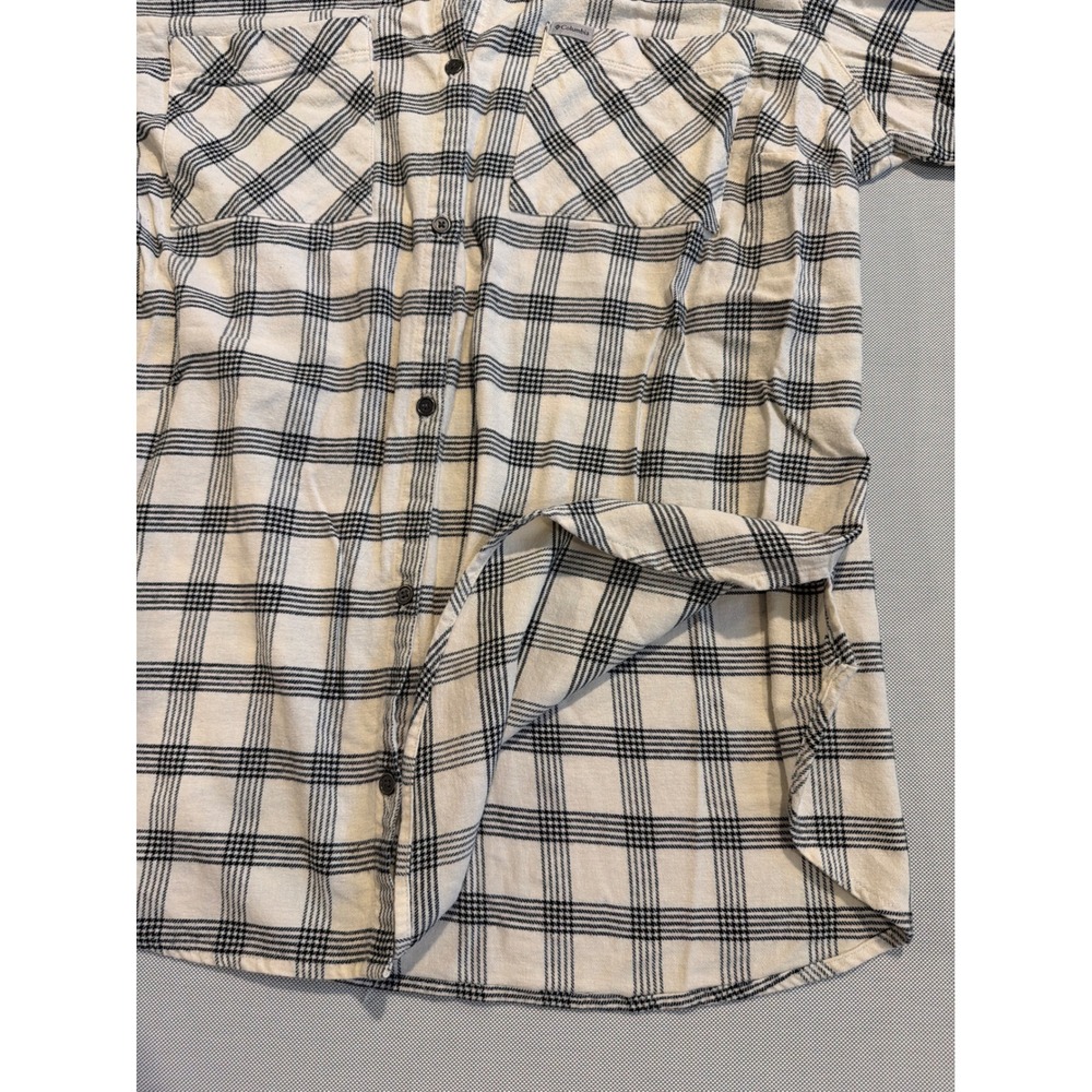 Columbia Sportswear Womens XXL White Black Plaid Flannel Button Down Shirt - Picture 7 of 8
